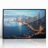 Large abstract wall art on canvas featuring swirling blue and gray tones, ideal for modern living room decor.