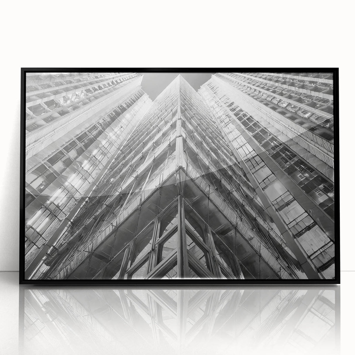 Large abstract wall art featuring swirling blue and gold patterns on canvas, in a mid-century modernist style.