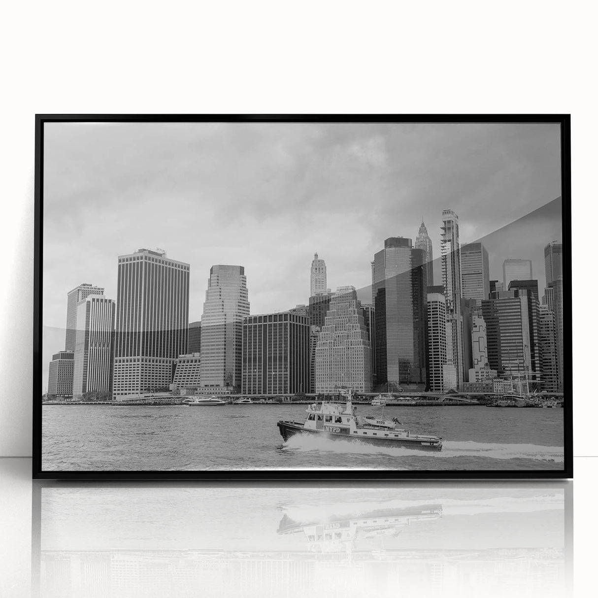 Large abstract wall art featuring swirling blue and gray tones on canvas, ideal for modern living room decor.