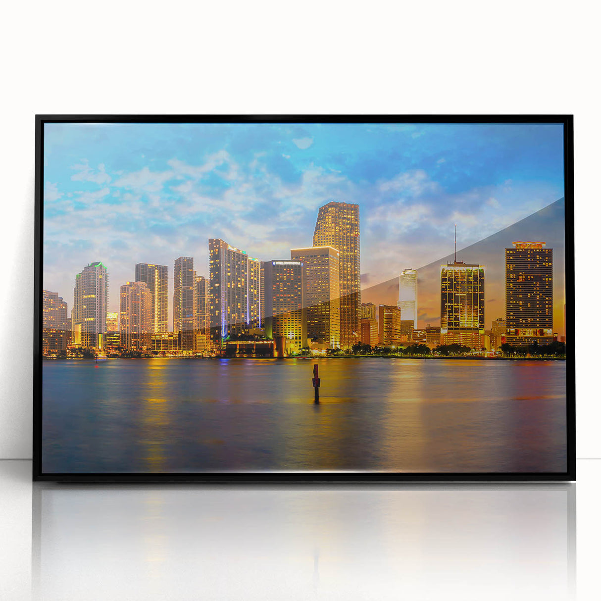 Large abstract wall art in mid-century modernist style with vibrant orange and teal colors on canvas.