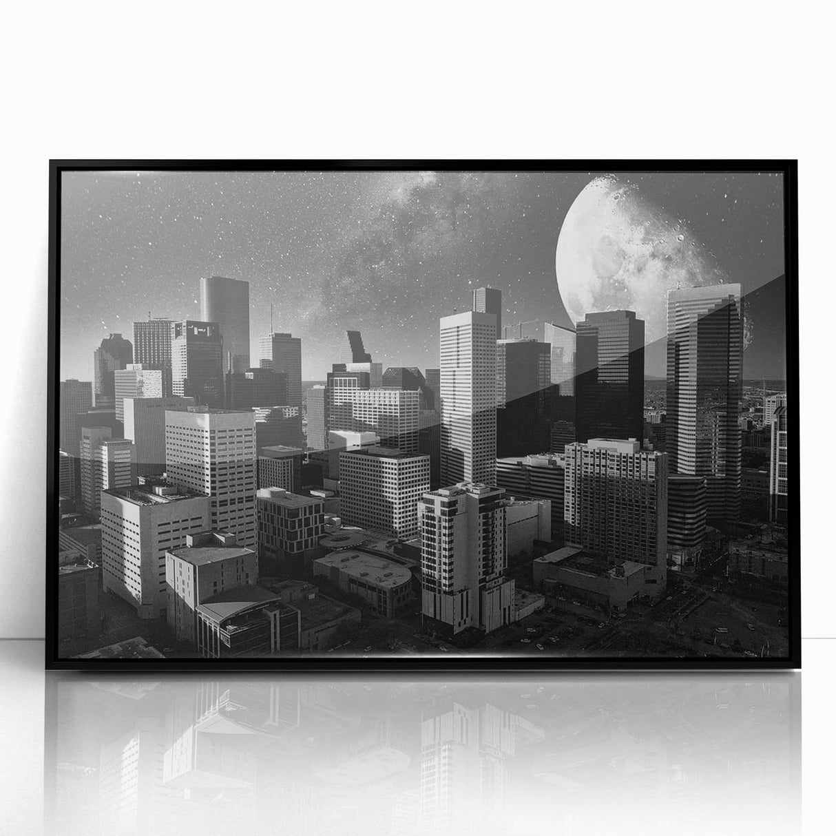Large abstract wall art featuring swirling blue and orange tones on a canvas, ideal for modern living room decor.
