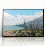 Large abstract wall art in muted gray and blue tones on canvas, featuring mid-century modernist design.