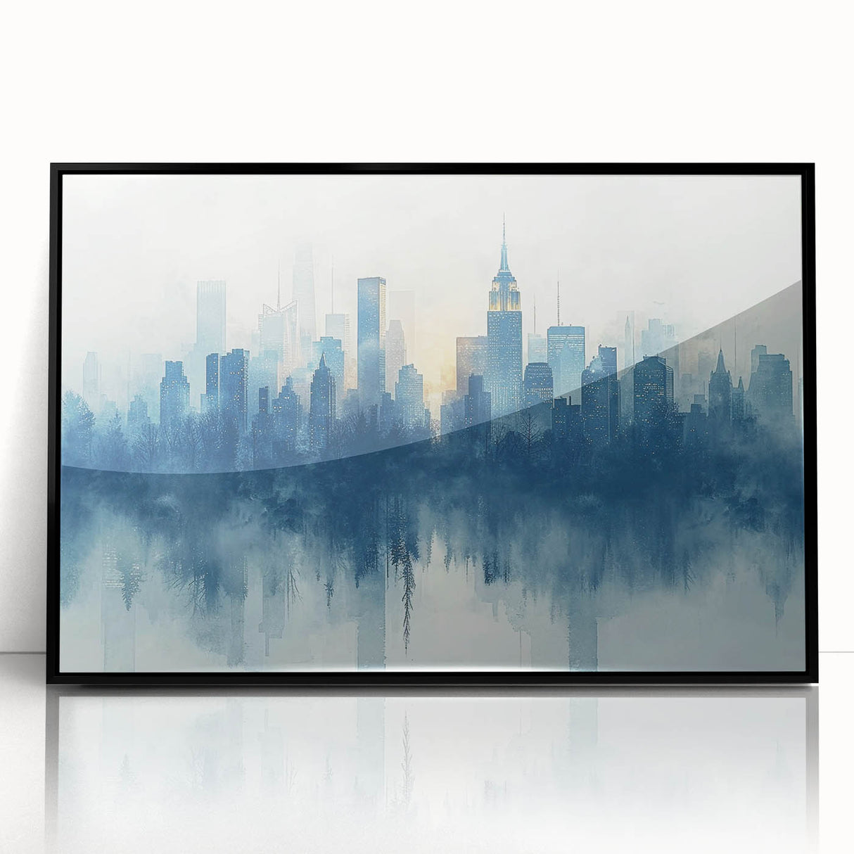 Large abstract wall art featuring swirling blue and gray tones on canvas, suitable for modern art wall decor.