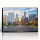 Large abstract wall art featuring swirling blue and gray tones on canvas, in a mid-century modernist style.