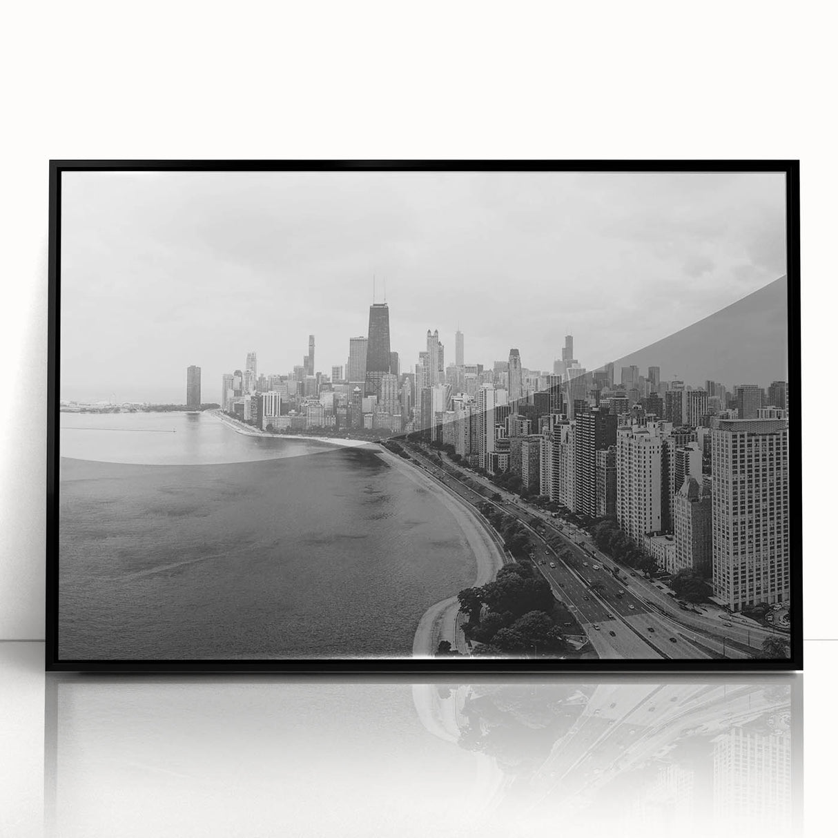 Large abstract wall art featuring swirling blue and grey tones on canvas, suitable for modern art wall decor.
