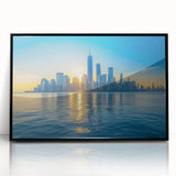 Large abstract wall art featuring swirling blue and gray tones on canvas, suitable for modern living room decor.