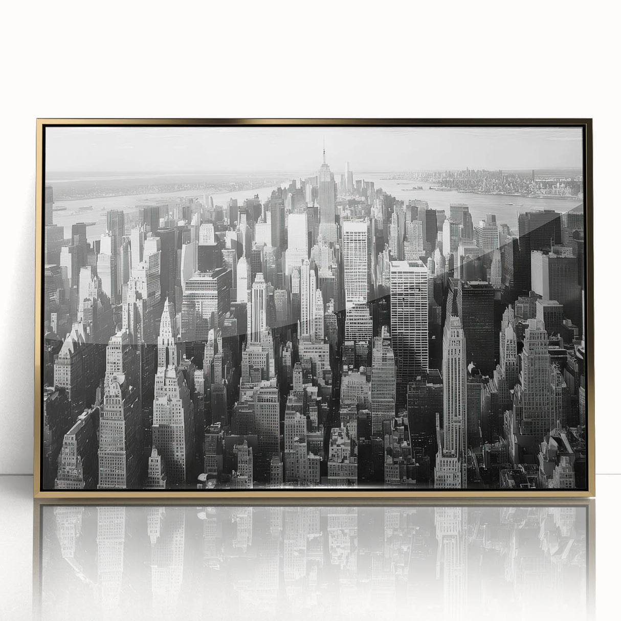 Large art print featuring mid-century modernist geometric shapes in muted tones, ideal for modern nursery wall decor.