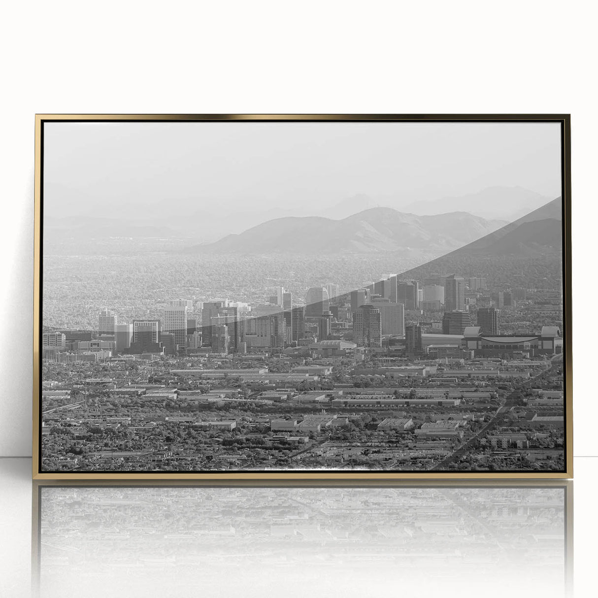 Large art print of a mid-century modernist abstract design in soft pastel shades on canvas, suitable for nursery wall art.