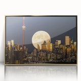 Large art print featuring mid-century modernist abstract shapes in muted pastel hues on canvas.