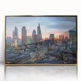 Large art print of a mid-century modernist style abstract pattern in muted earth tones on canvas.