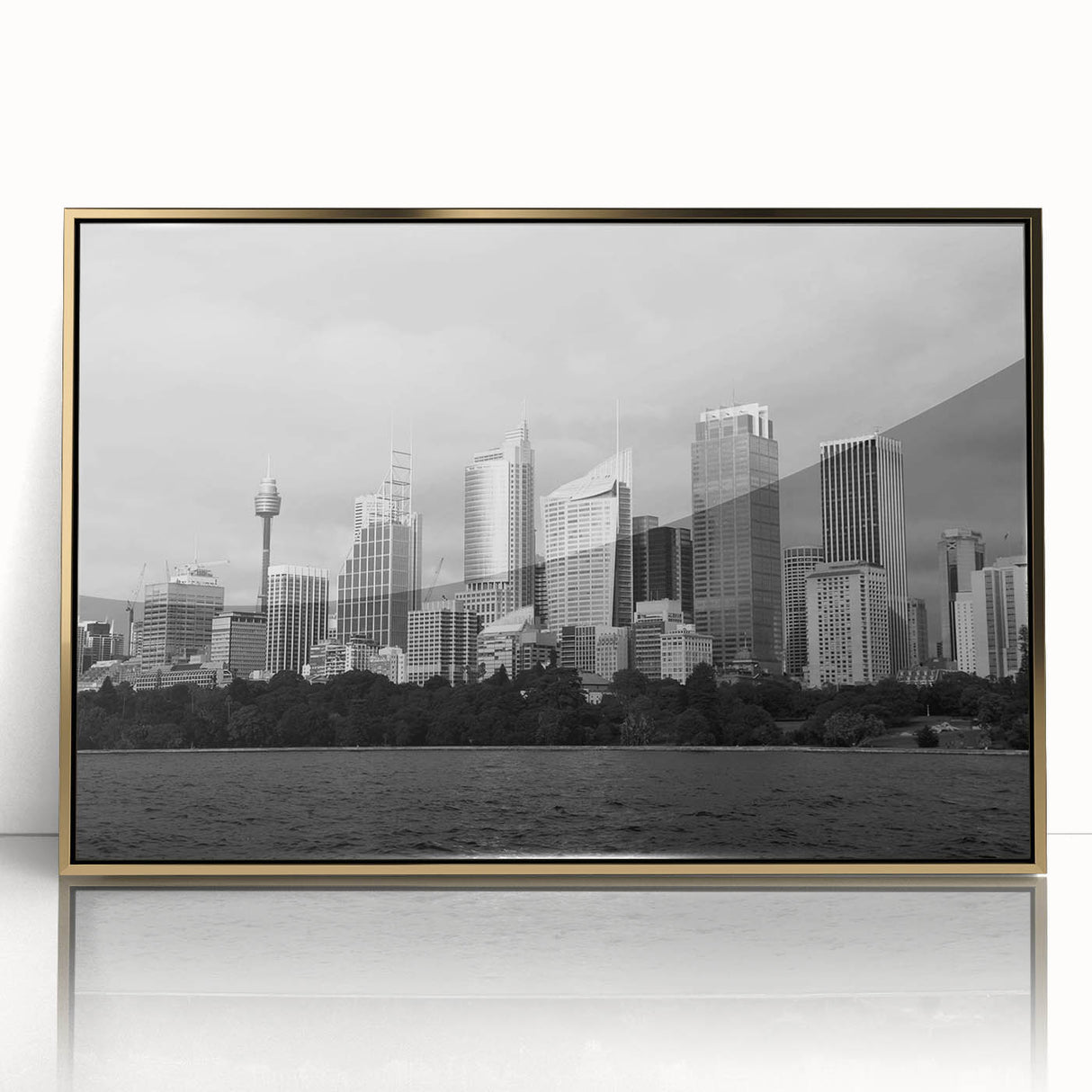 Large art print of a mid-century modernist abstract design in muted earth tones on canvas, suitable for modern nursery decor.