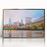 Large art print of a mid-century modernist abstract design in muted earth tones on canvas, suitable for nursery wall decor.