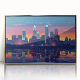 Mid-century modernist art print on canvas featuring geometric shapes in soft pastel colors, suitable for nursery wall art.