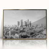 Large art print of a mid-century modernist style, featuring geometric shapes in muted earth tones.