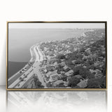 Mid-century modernist large art print on canvas, featuring geometric shapes in muted earth tones.