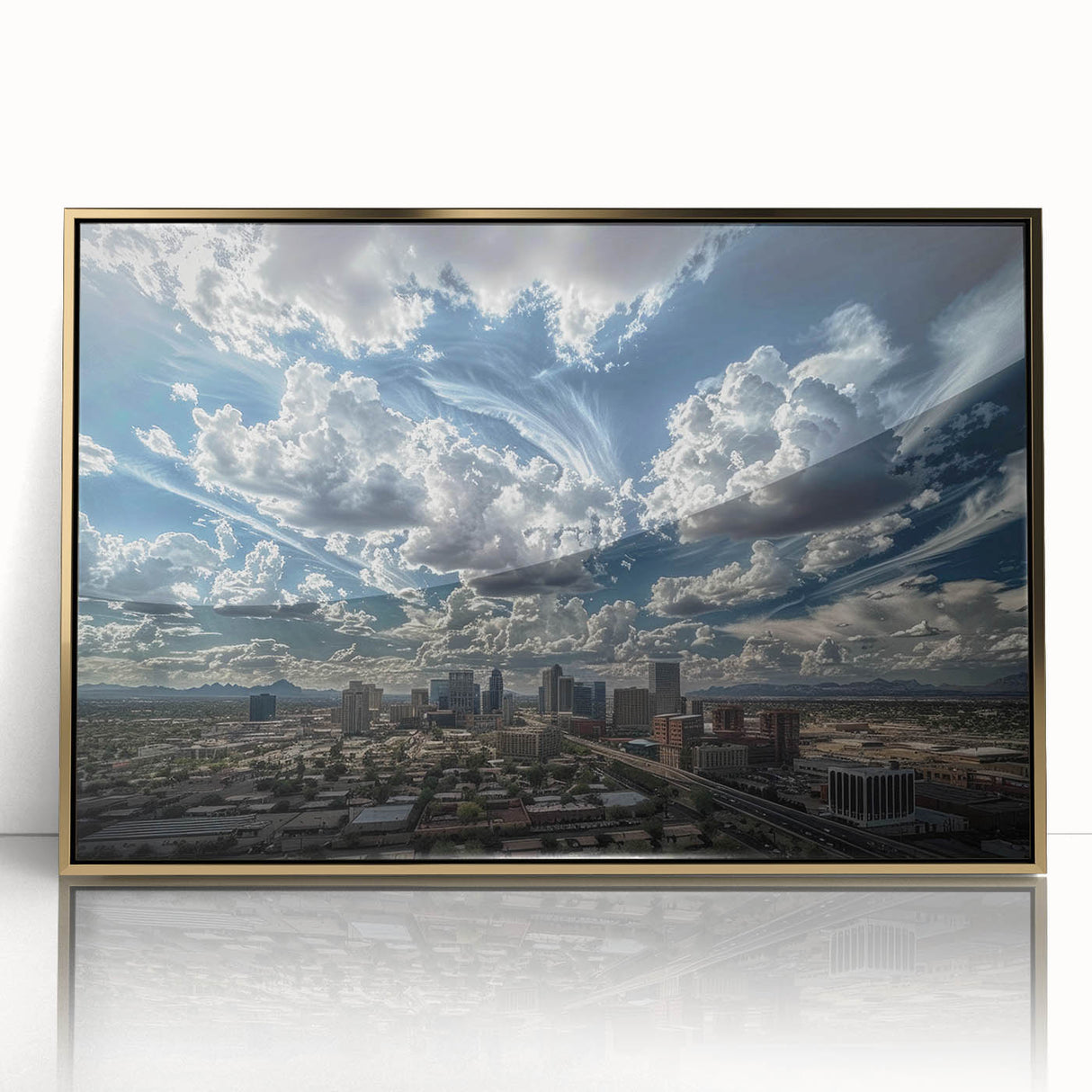 Large art print featuring a mid-century modernist style with geometric shapes in muted earth tones on canvas.