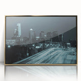 Large art print featuring a mid-century modernist abstract design in muted earth tones on canvas.