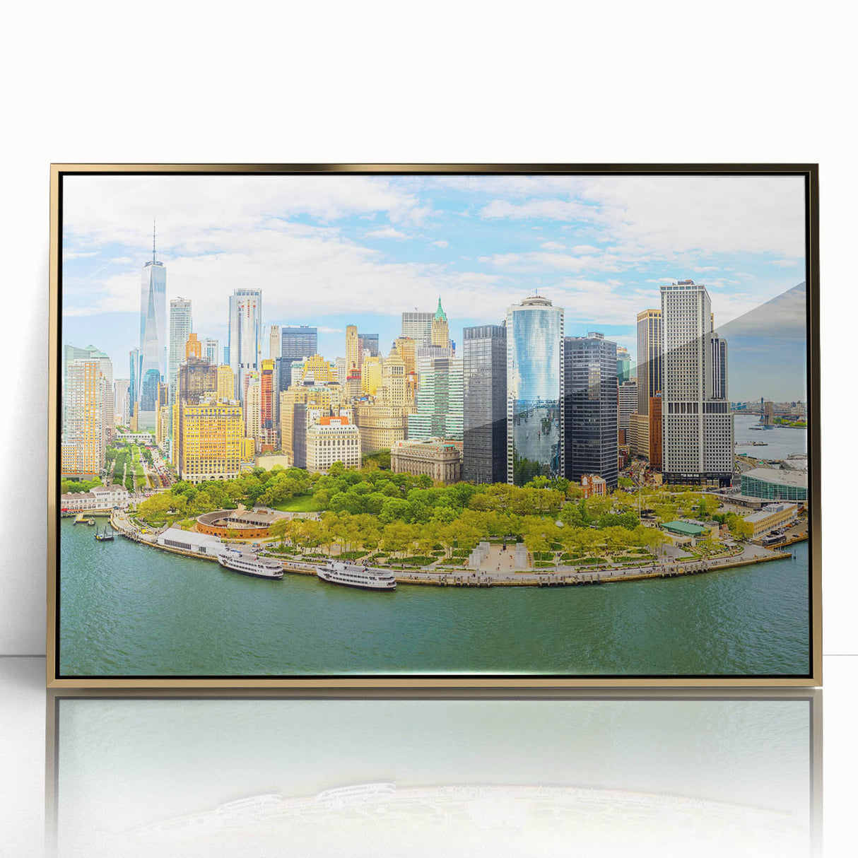 Large art print of a mid-century modernist cityscape in muted earth tones on canvas, ideal for modern art wall decor.