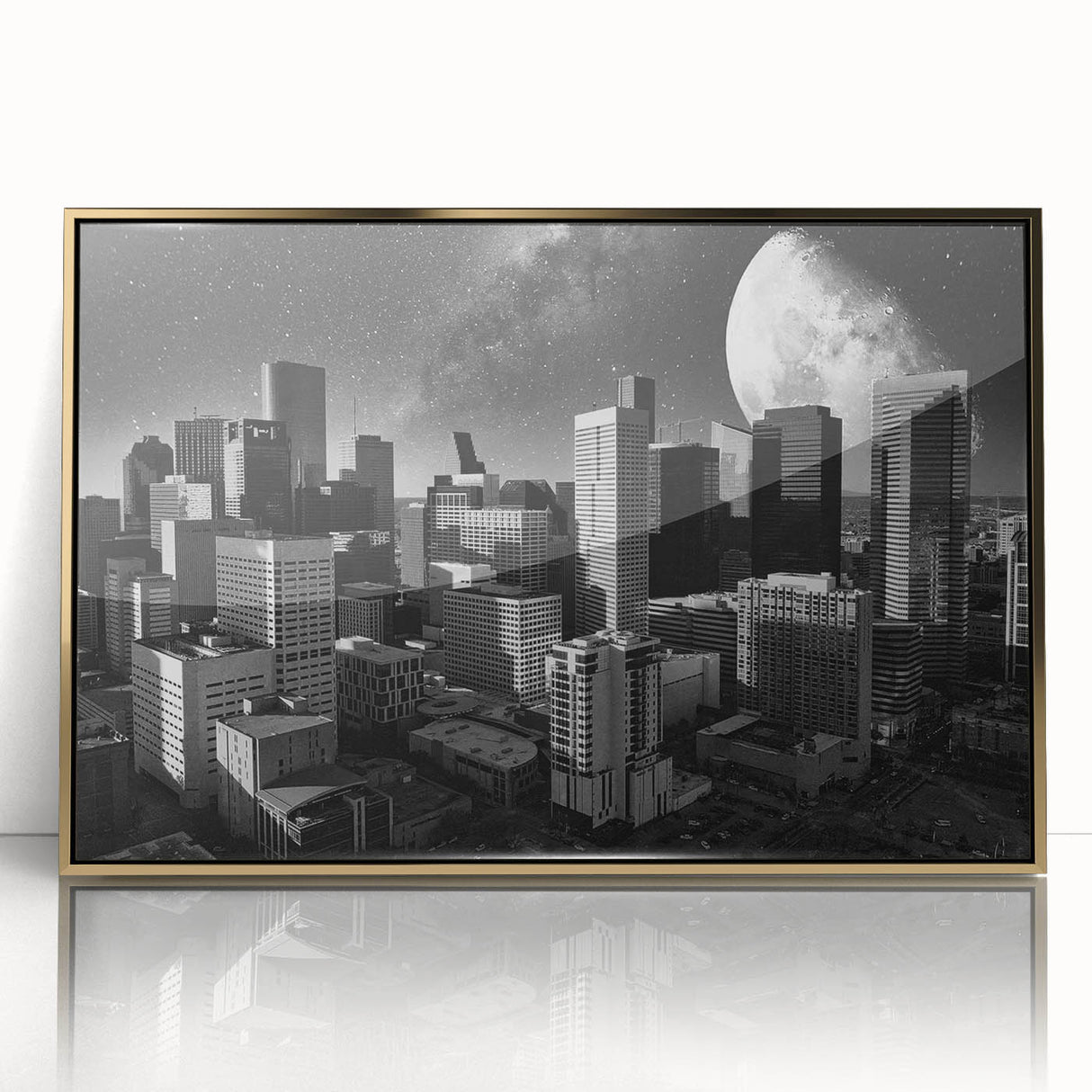 Large art print of an abstract, mid-century modernist design in pastel colors on canvas, suitable for nursery wall art.