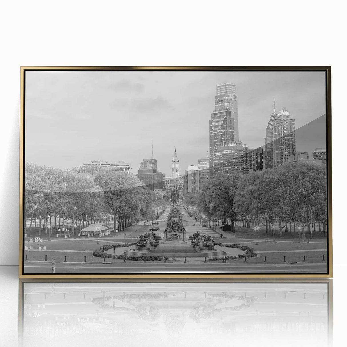 Large art print featuring a mid-century modernist abstract design in muted earth tones.