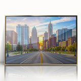 Large art print featuring a mid-century modernist abstract design in muted earth tones on canvas.