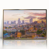 Large art print featuring a mid-century modernist abstract design in muted earth tones on canvas.