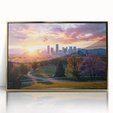 Large art print of a mid-century modernist abstract design in muted earth tones on canvas, suitable for nursery wall decor.