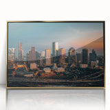 Large art print featuring a mid-century modernist style with muted earth tones on canvas.