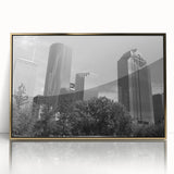 Large art print featuring mid-century modernist abstract shapes in muted earth tones on canvas.