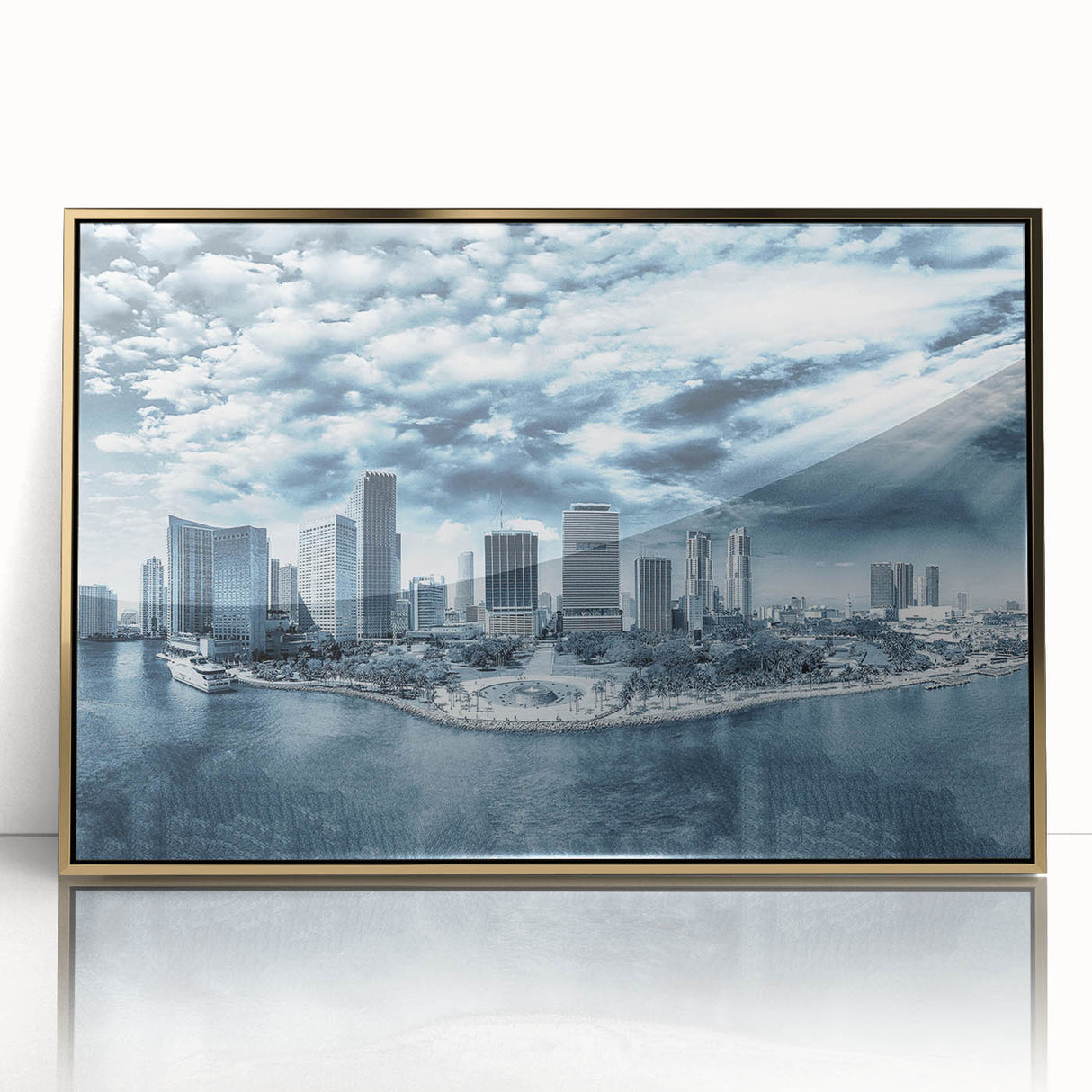 Large art print featuring a mid-century modernist abstract design in muted earth tones on canvas.