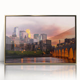 Large art print of a mid-century modernist abstract design in muted blues and greens, suitable for modern nursery wall decor.