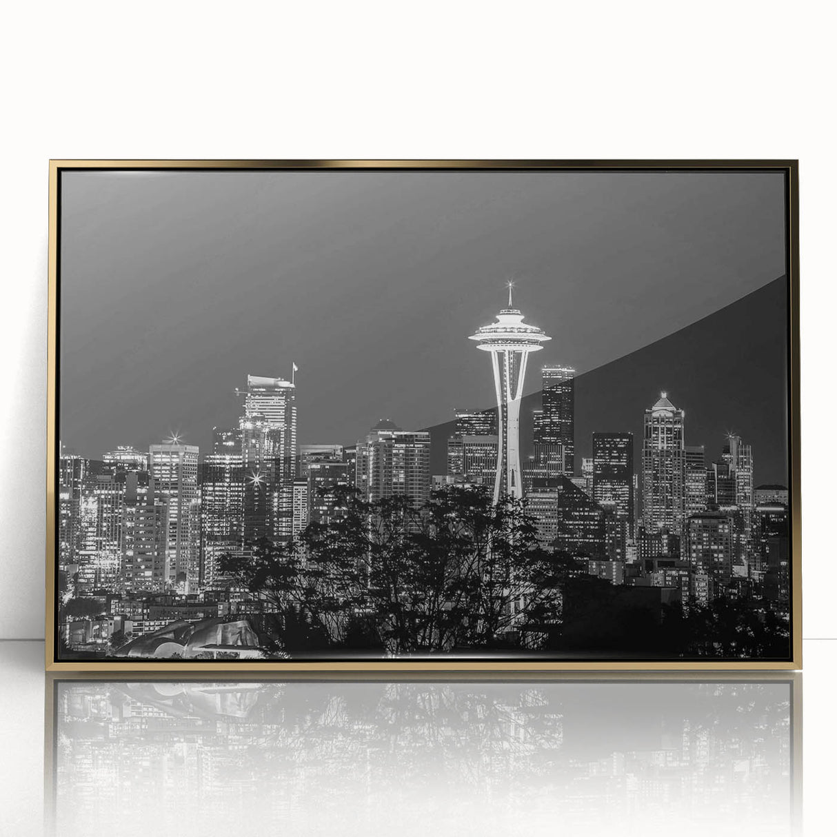 Large art print featuring a mid-century modernist abstract design in muted earth tones on canvas.
