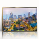 Large art print featuring mid-century modernist style with muted earth tones on canvas.