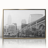 Large art print featuring a mid-century modernist geometric design in muted earth tones on canvas.