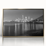 Large art print of a mid-century modernist abstract design in muted earth tones on canvas.