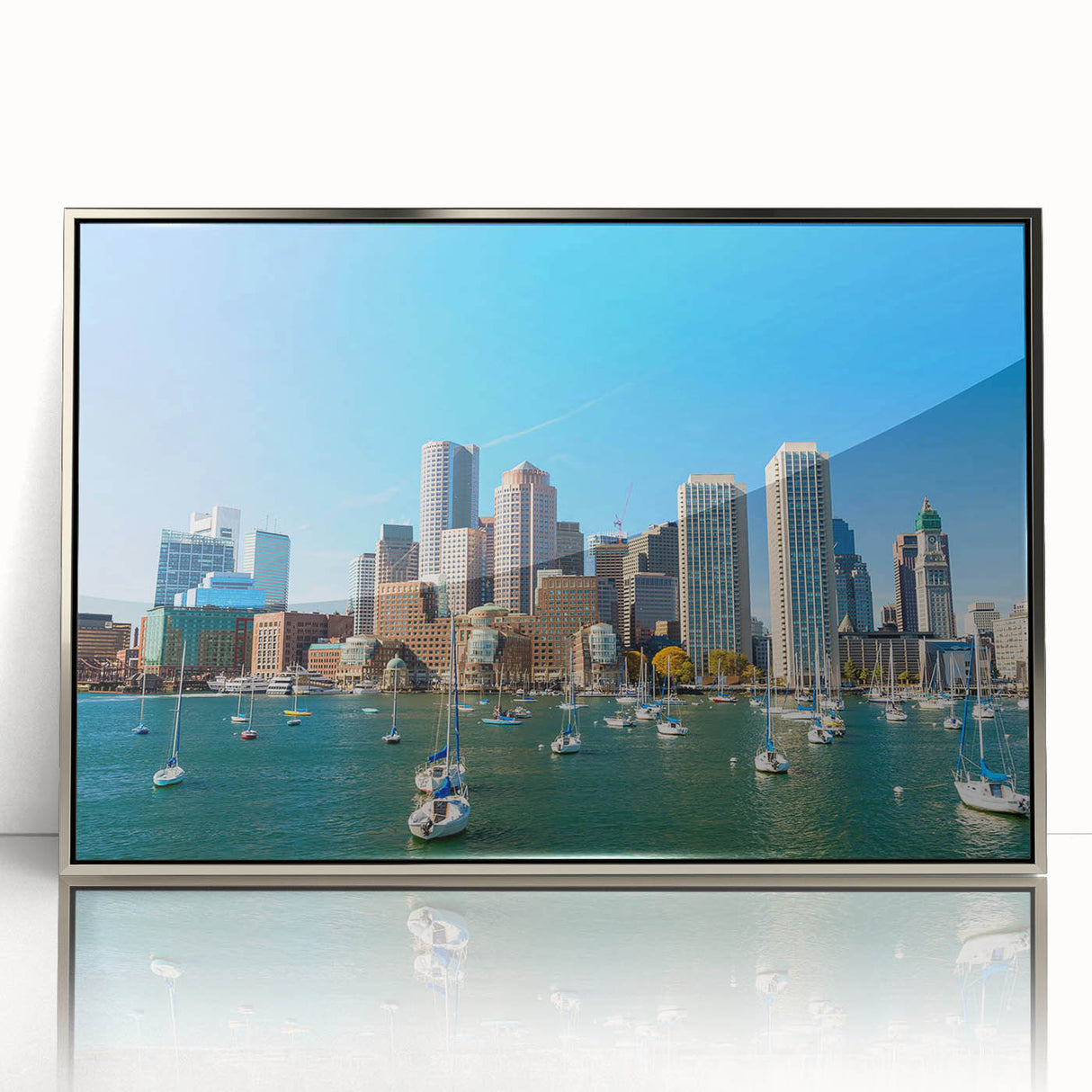 Mid-century modernist art poster featuring geometric shapes in muted earth tones, printed on canvas.