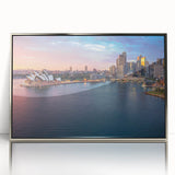 Mid-century modernist art of abstract shapes in pastel shades on canvas, suitable for nursery wall art.