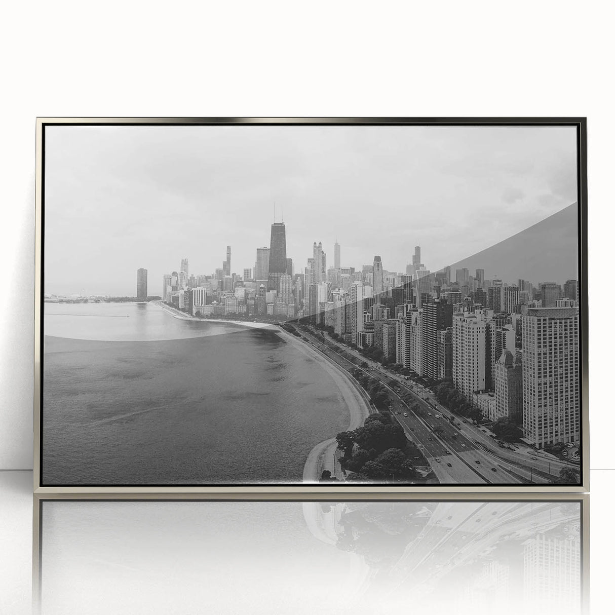 Mid-century modernist art featuring geometric shapes in muted earth tones on a framed poster.