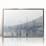 Mid-century modernist art deco poster featuring geometric shapes in muted yellow and green, ideal for nursery wall decor.