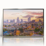 Mid-century modernist art deco poster featuring geometric shapes in muted pastels, ideal for nursery wall art.