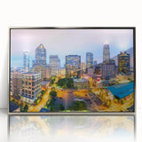 Mid-century modernist art depicting abstract shapes in pastel hues on a canvas, suitable for nursery wall art.