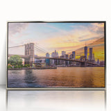 Mid-century modernist art poster featuring geometric shapes in muted earth tones, printed on canvas.