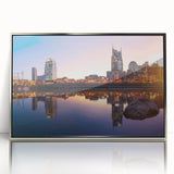 Mid-century modernist art poster featuring geometric shapes in pastel hues on canvas, suitable for nursery wall art.