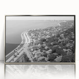 Mid-century modernist art poster featuring geometric shapes in muted blue and beige, ideal for nursery wall decor.