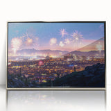 Mid-century modernist art poster featuring geometric shapes in muted earth tones, ideal for nursery wall decor.