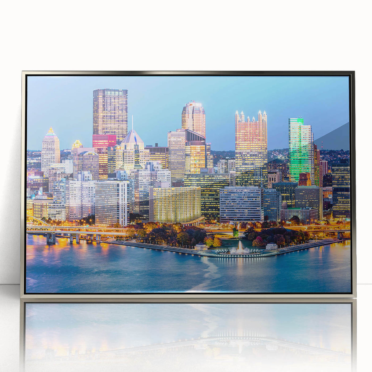 Mid-century modernist art poster featuring geometric shapes in muted pastel tones, suitable as nursery wall art.