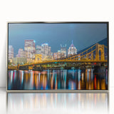 Mid-century modernist art print featuring geometric shapes in pastel colors on canvas, suitable for nursery wall art.