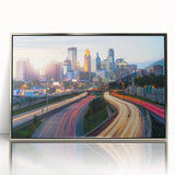 Mid-century modernist art featuring geometric shapes in pastel shades on a framed poster, suitable for nursery wall art.