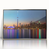 Mid-century modernist art poster featuring geometric shapes in muted colors, printed on canvas.