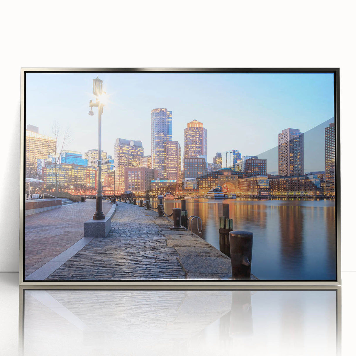 Mid-century modernist art poster featuring geometric shapes in muted pastels, ideal for nursery wall art.